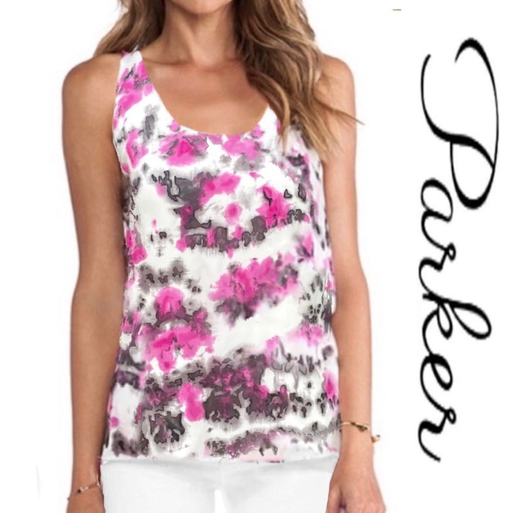 Parker Color Splash Sleeveless Silk Blouse